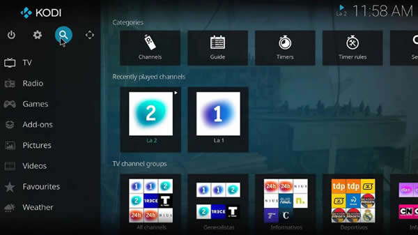 Televisión en vivo en Kodi