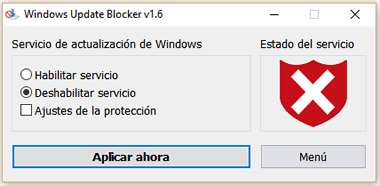 Windows Update Blocker - Interfaz